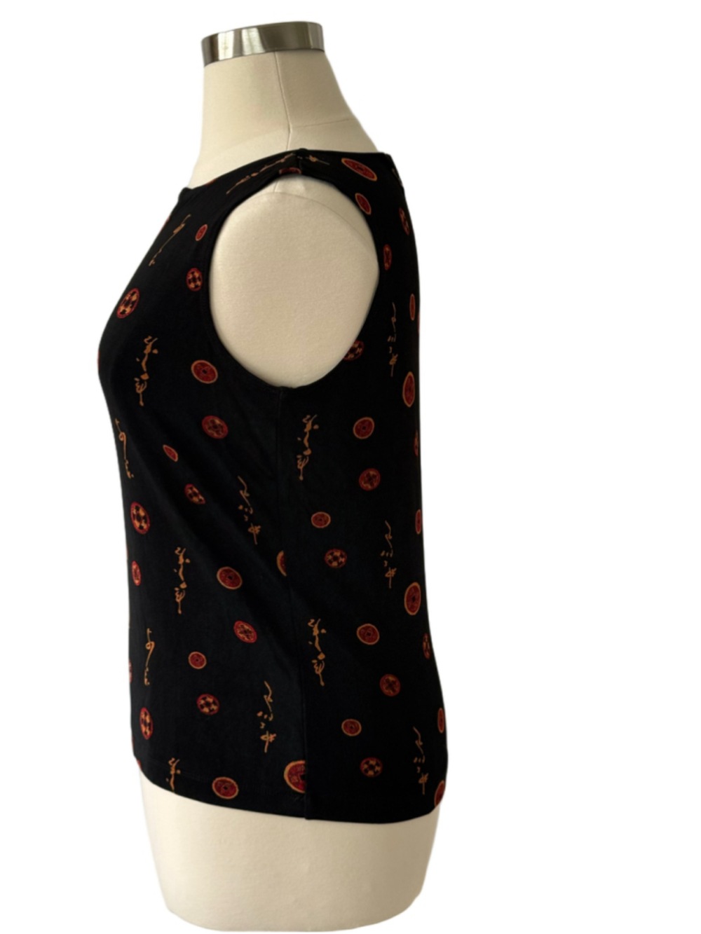Chico's Travelers Tank Top Black Red Gold Patterned sz 16 (Chico’s sz 3) - Picture 2 of 7